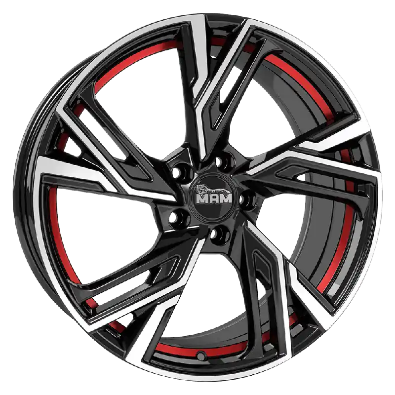 Comandă acum MAM Felgen RS5 16, 7, 5, 108, 38, 72.6, BLACK FRONT POLISH RED INSIDE,