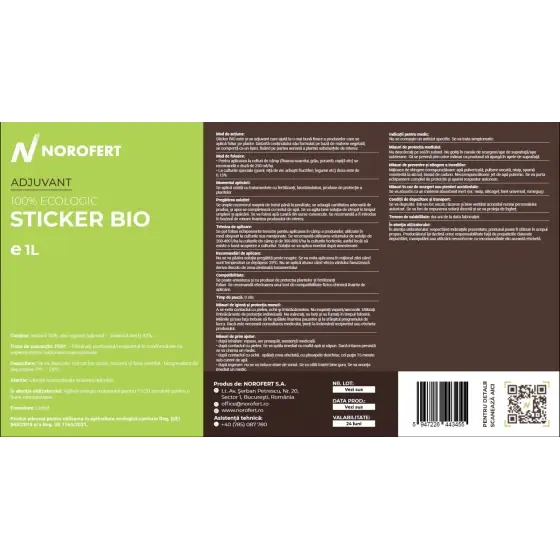 Ultima șansă Adjuvant Sticker BIO, 1 L, Norofert, Lichid, BIO, Foliar, Culturi de Camp