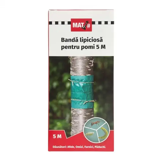 Banda lipicioasa pentru pomi MAT, 14 cm x 5 m, afide, furnici, omizi Reducere de preț