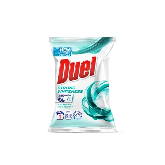 Detergent pudra rufe albe Duel Strong Whiteness, 1 Spalare, 90 g Expediere rapidă