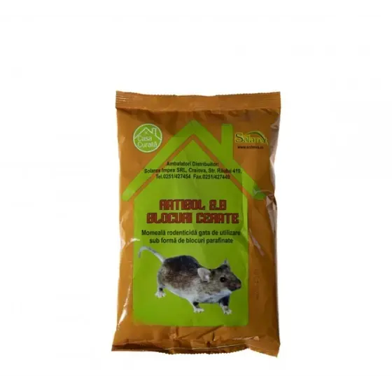 Rodenticid gata de utilizare sub forma de blocuri parafinate, Ratibrom Peleti, 1.5 kg Retur ușor