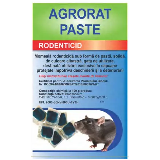 Promoție Momeala rodenticida pentru combaterea rozatoarelor (soareci si sobolani) in interior si in exterior, Agrorat Paste (10 g), 5 kg