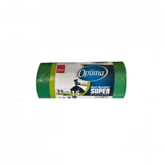 Reducere Saci menajeri verzi Sano Optima Super, 35 L, 15 buc