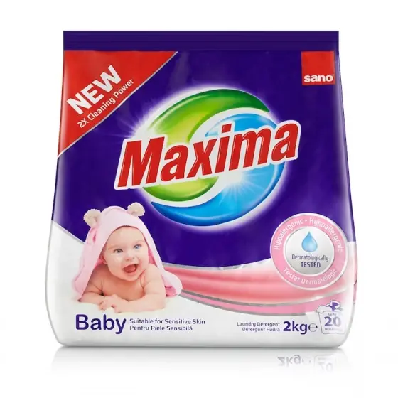 Detergent pudra pentru piele sensibila Sano Maxima Baby, 20 spalari, 2 kg Preț redus