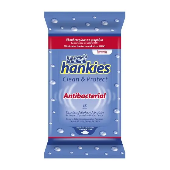 Servetele antibacteriale Wet Hankies, 15 buc Lichidare de stoc