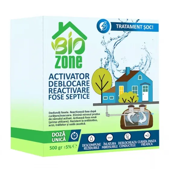 Activator deblocare/reactivare fosa septica, 500 g, Biozone Promoție