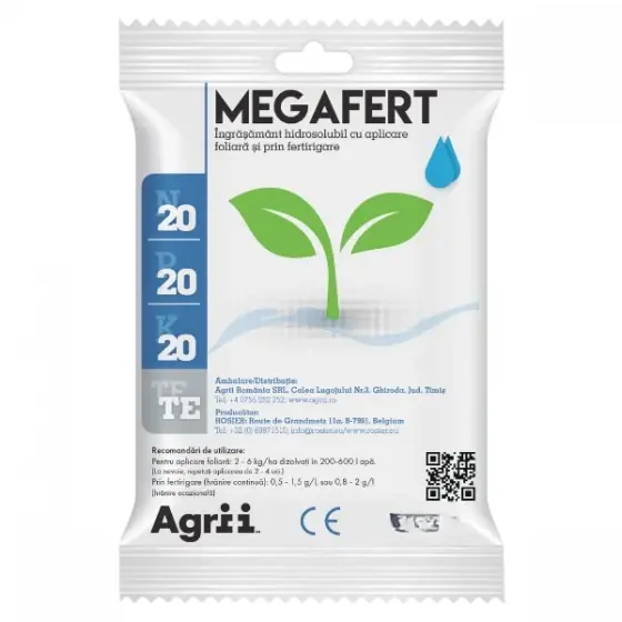 Preferatul clienților Ingrasamant cu un continut ridicat in macroelemente si echilibrat din punct de vedere al raportului NPK, Megafert 20.20.20, 100 g