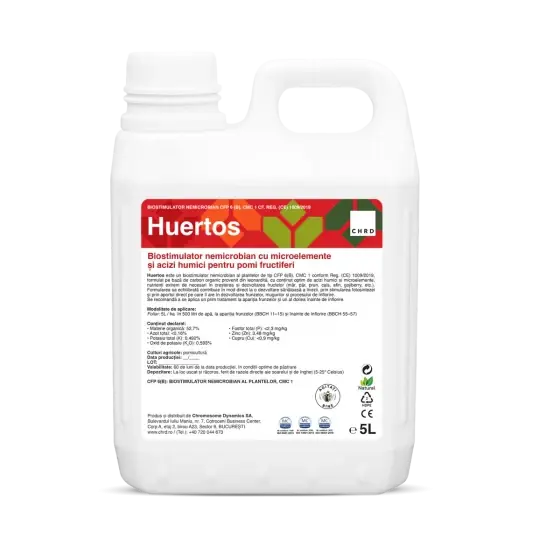 Livrare expres Biostimulator nemicrobian cu microelemente si acizi humici pentru pomi fructiferi, Huertos, 5 l