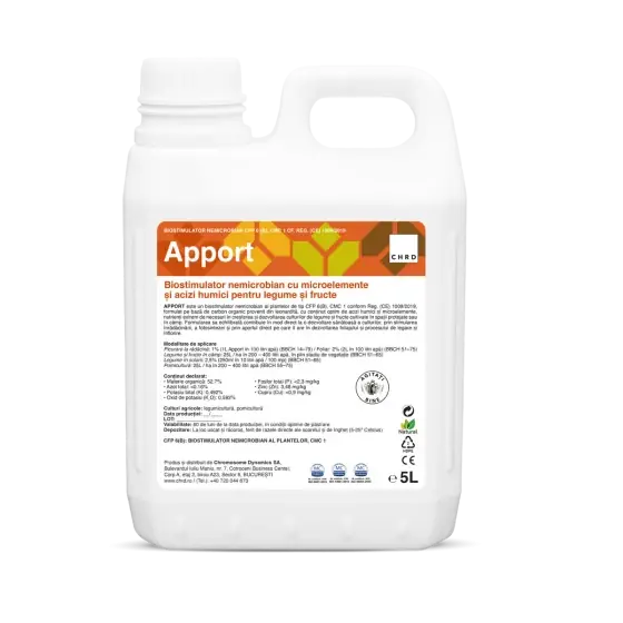 Biostimulator nemicrobian cu microelemente si acizi humici pentru legume si fructe, Apport, 5 l Preț promoțional