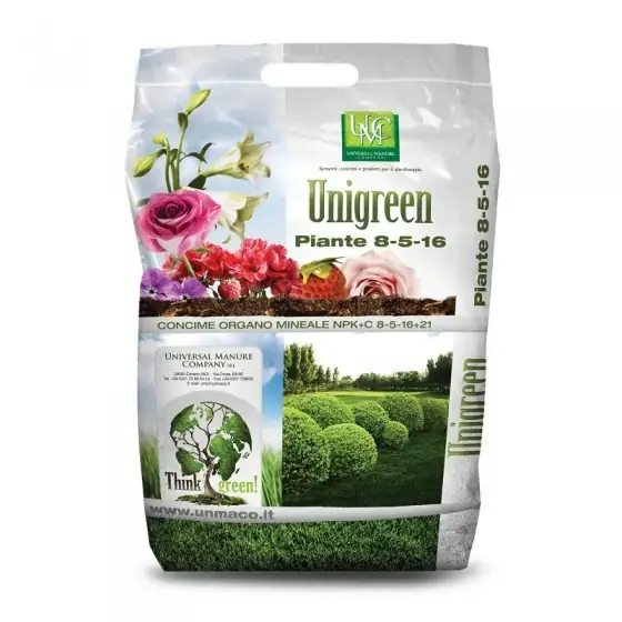 Preț promoțional Ingrasamant organo-mineral flori unigreen 8-5-16 piante Ambalaj 5 kg