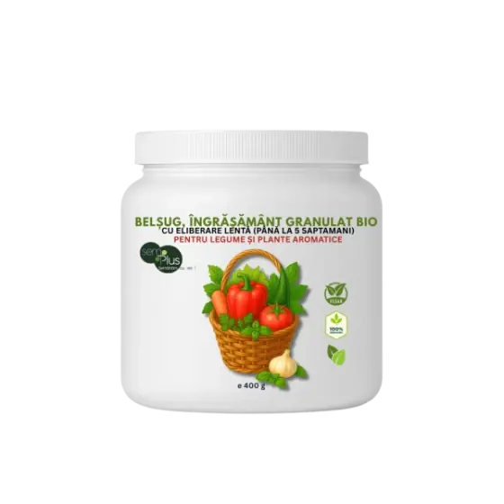 Ingrasamant granulat BIO, cu eliberare lenta (pana la 5 saptamani) pentru legume si plante aromatice, Belsug, 400 grame Plată sigură