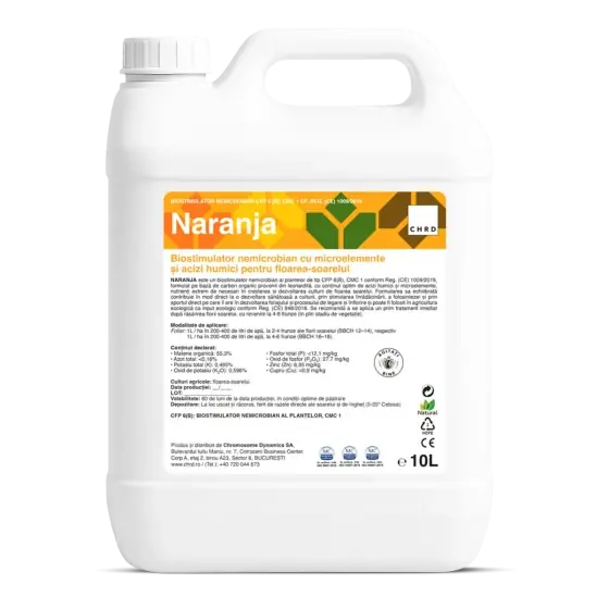 Preferatul clienților Biostimulator nemicrobian cu microelemente si acizi humici pentru floarea-soarelui, Naranja, 10 l