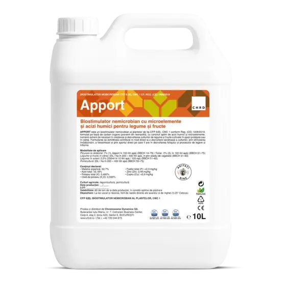 Promoție Biostimulator nemicrobian cu microelemente si acizi humici pentru legume si fructe, Apport, 10 l