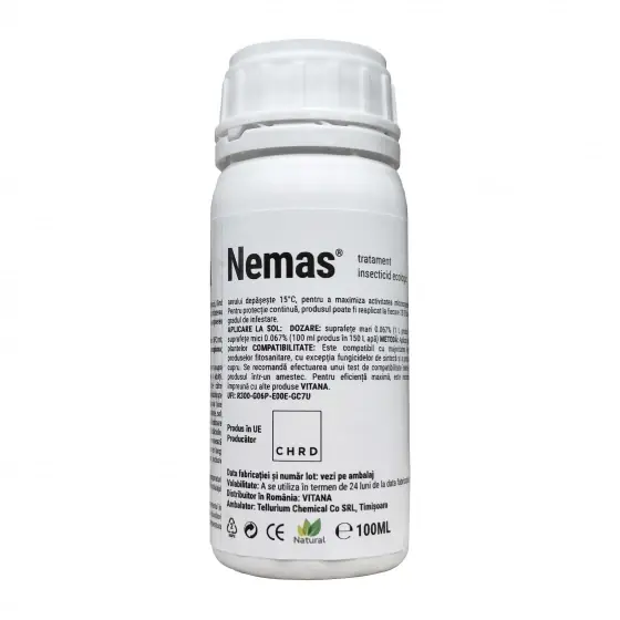 Disponibil imediat Insecticid ecologic impotriva viermilor sarma si a nematozilor din sol, Nemas, 100 ml