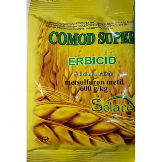 Erbicid postemergent, sub forma de granule dispersabile in apa, cu spectru larg de combatere a buruienilor dicotiledonate anuale si perene din culturile de cereale de toamna, Comod Super, 100 grame Preț mic