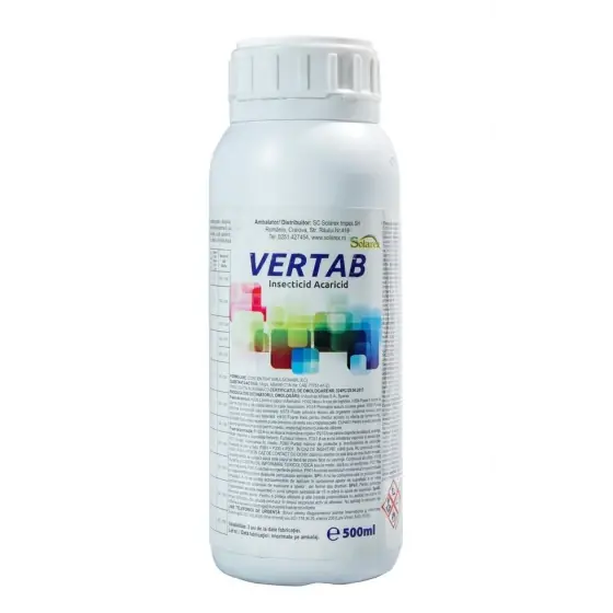 Insecticid ce actioneaza asupra daunatorilor prin ingestie si distruge adultii si larvele care se hranesc cu partile tratate ale plantelor, Vertab, 500 ml Popular