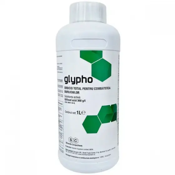 Erbicid total pe baza de glifosat acid pentru combaterea tuturor buruienilor Glypho, 1 l Ultima șansă