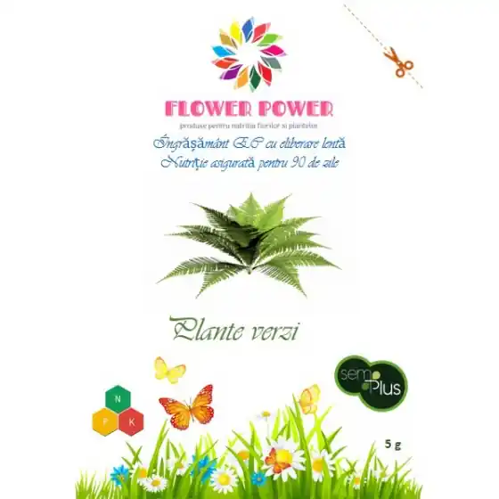 Comandă acum Ingrasamant Flower Power pentru plante verzi cu eliberare lenta, efect 90 zile, 5 grame, SemPlus