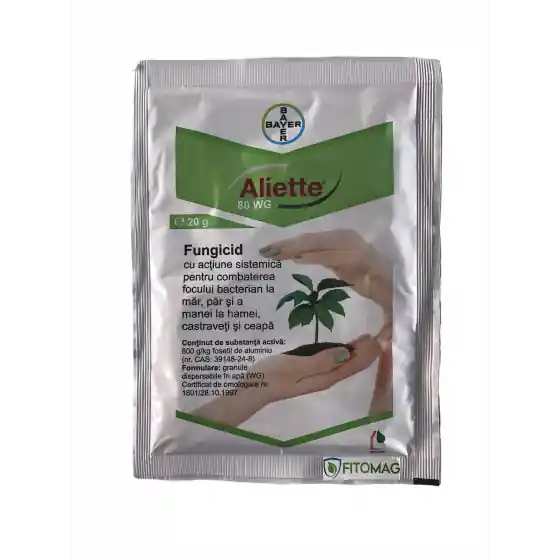 Fungicid sistemic mana, foc bacterian Aliette WG 80, plic 20 grame Preț promoțional