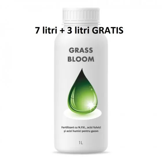 Pachet promotional Fertilizant EC special pentru gazonul din curte, Grass Bloom, 1 litru, 7+3 GRATIS Ultima șansă