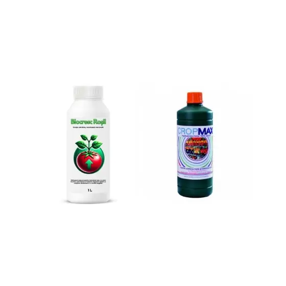 Pachet tratament si nutritie tomate/rosii, Stimulator de legare si rodire, Biocresc Rosii, 1 l + Fertilizant foliar natural, universal Cropmax, 1 l Expediere rapidă