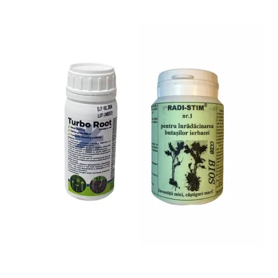 Popular Pachet inradacinare Biostimulator pentru inradacinarea butasilor ierbacei Radi Stim 1, 500 grame + Biostimulator inradacinare Turbo Root, 500 ml