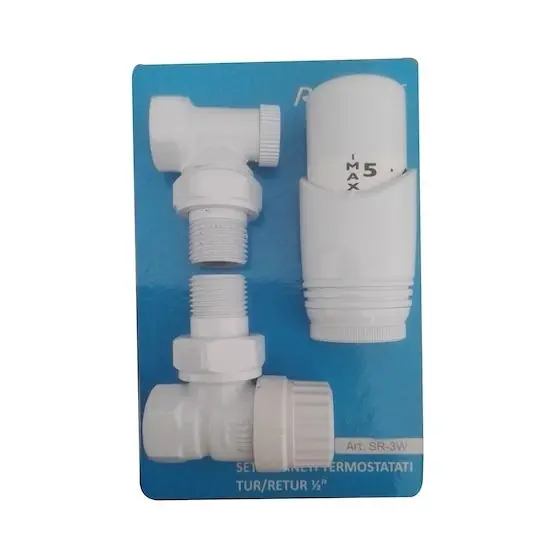 Expediere rapidă Set robineti Reecomer, tur/retur, termostatat, 1/2 , Alb