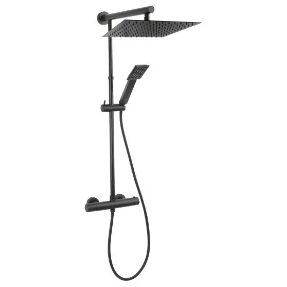 Set Baterie Termostatata+Dus Fix+Dus Mobil Trevi Square Black, Ferro Cumpărături sigure