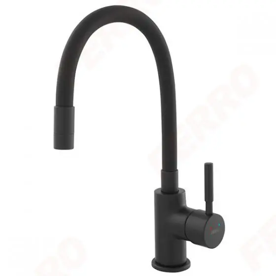 Lichidare de stoc Baterie Stativa Bucatarie Neagra Cu Pipa Flexibila Zumba, Ferro