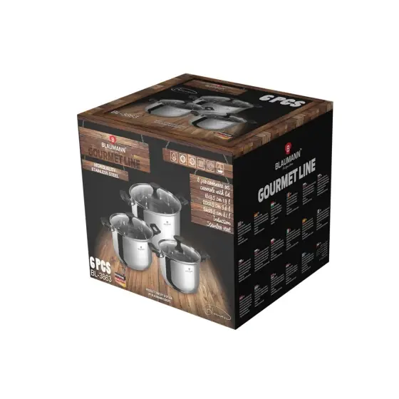 Ofertă exclusivă Set 6 piese vase de gătit, Gourmet Line - BL-3863