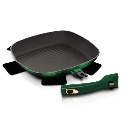 Tigaie grill, 28 cm, cu mâner detașabil, colecția Emerald - BH/6089 Calitate înaltă