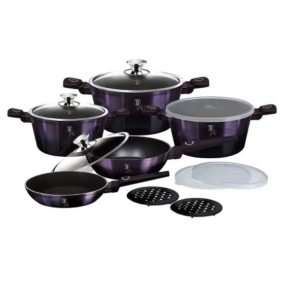 Plată sigură Set cratițe și tigăi 13 piese, colecția Purple Eclipse - BH/7143