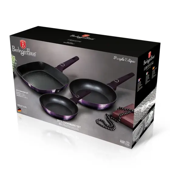 Preț redus Set 3 piese tigăi, Purple Eclipse Collection - BH/7104