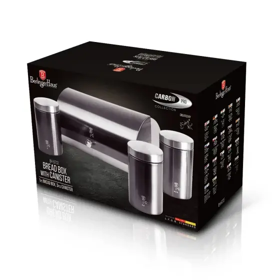 Cutie pentru pâine cu set de 3 recipiente, Carbon Pro - BH/6732 Preferatul clienților