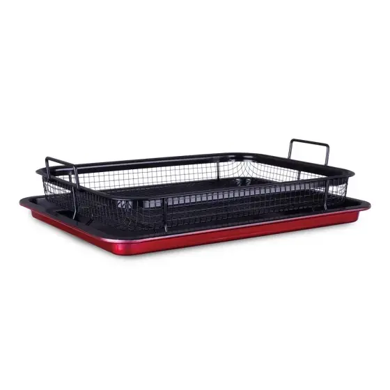 Ofertă Tavă dreptunghiulară pentru copt cu coș metalic, burgundy - BH/7855