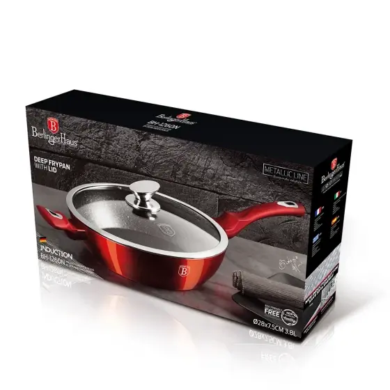Tigaie adâncă cu capac, 28 cm, Metallic Line Burgundy Edition - BH/1260N Ofertă de sezon