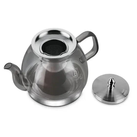 Ceainic din sticlă cu filtru, 1,2L, gri - BH/8944 Noutate