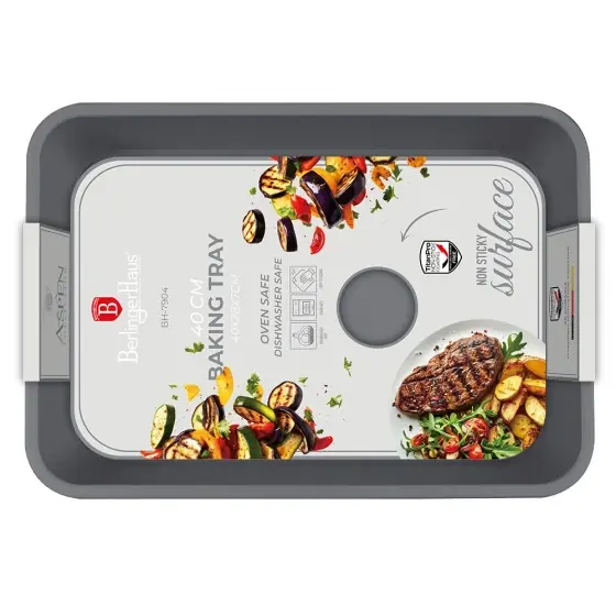 Tavă de friptură dreptunghiulară, 40*28 cm, gri mat - BH/7904 Ieftin
