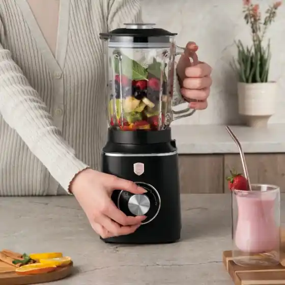 Blender de masă cu vas de STICLĂ 1,5 L, 1000 W, negru-rose gold - BH/9449N Comandă acum