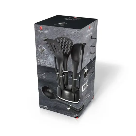 Mai ieftin Set 7 piese ustensile de bucătărie cu suport, negru - BH/6218N
