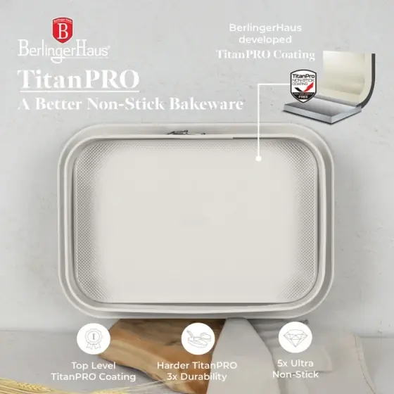 Ofertă limitată Tavă dreptunghiulară cu inel detașabil, 39*27 cm, crem mat - BH/7893