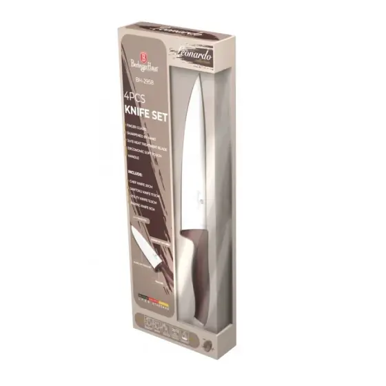 Set 4 piese cuțite, bordeaux mat - BH/2958 Popular