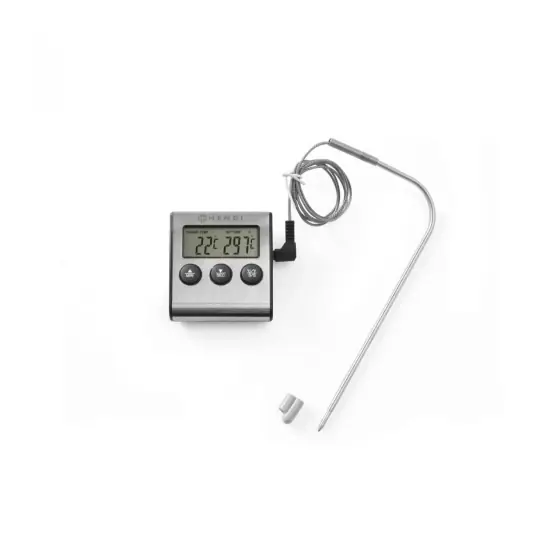 Livrare expres Termometru digital si timer bucatarie, interval masurare -50/+250 gr C, gradatie 1 gr C, sonda 15 cm pentru cuptor, alerta temperatura, Hendi