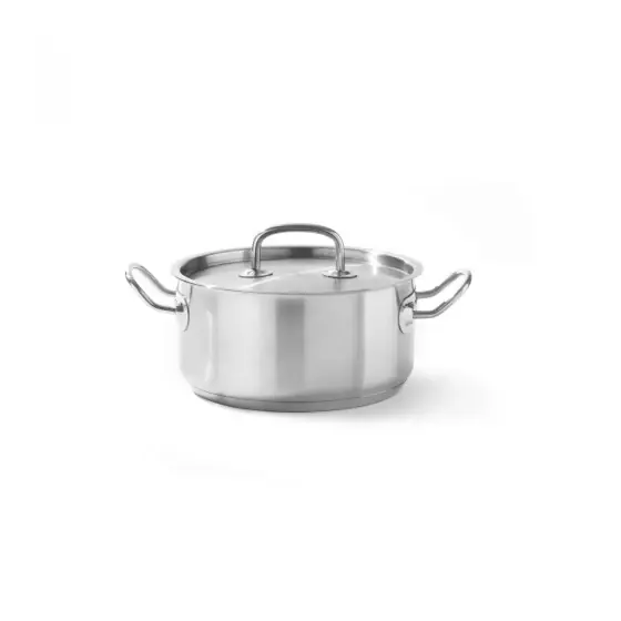 Ofertă exclusivă Oala / cratita cu capac,9 Lit, 28 cm diametru x 15,5 cm inaltime, inox, gama Hendi Kitchen Line, potrivita si pt uz profesional