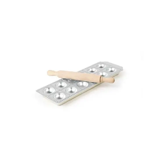 Livrare expres Forma ravioli, aluminiu, 12 forme, picioare antialunecare din cauciuc, sucitor din lemn inclus, diametru 39 mm Hendi, 114x335x22 mm