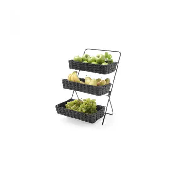 Ofertă Stand 3 cosuri negre impletite 335x215x(H)80 mm, inaltime stand (H)600mm