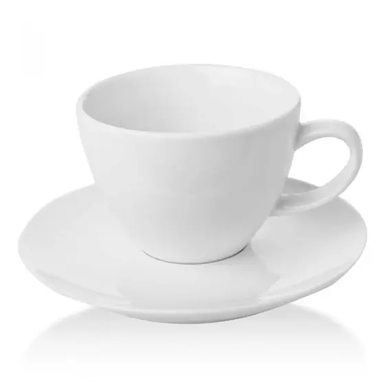 Ceasca eleganta cu farfurie Fine Dine, Bianco, Alb, portelan vitrificat, rezistenta la temeperaturi de pana la 180 C, 70 ml Ofertă