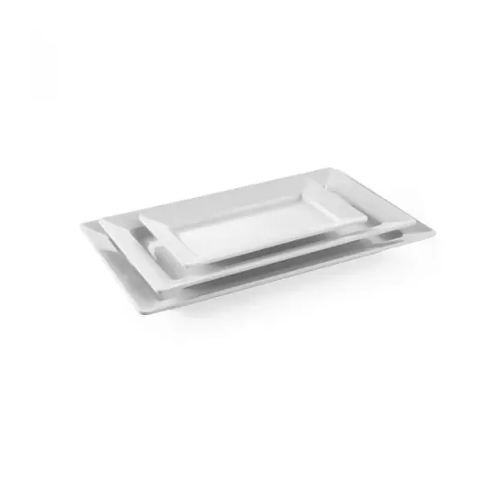 Platou servire dreptunghiular, Hendi, 49.5 x 27 x (H)5.6 cm, melamina alba rezistenta la socuri Reducere extra