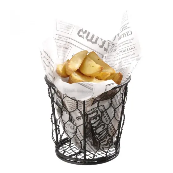 Cos servire din sarma, pentru servire snacks, Hendi, 100x(h)90 mm, Negru Preț mic