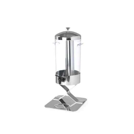 Dispenser profesional pentru suc 5 litri, sistem racire cu cuburi gheata, corp inox, cuva policarbonat, robinet anti-picurare, Hendi, 28x22x(H)51 cm Super ofertă